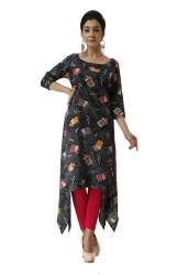 Black Trail Cut Designer Kurtis | Funky Print