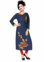 Blue Designer Kurtis | Floral Thread work