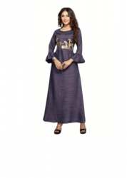 Blue Designer Rayon Kurtis | Silver Design