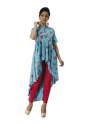 Blue Indo-Western Printed Designer Kurtis