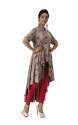 Brown Rayon Indo-Western Printed Designer Kurtis
