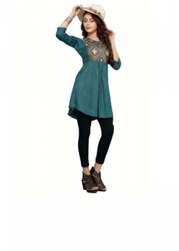 Dark Blue Designer Kurtis | Colorful Embroidery