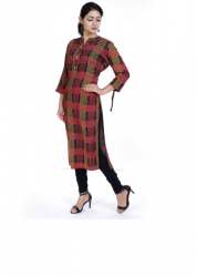 Dark Grey Designer Printed Rayon Kurtis