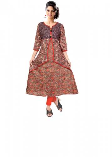 Designer Cotton Kurtis | Abstract Print Brown