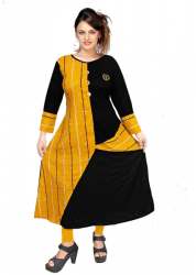Designer Kurtis With Minimal  Print And Patchwork
