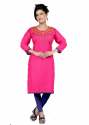 Designer Pink Kurti With Blue  Threadwork