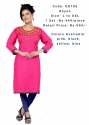 Designer Pink Kurti With Blue  Threadwork thumb 1