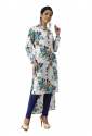 Designer Trail Cut Kurti White | Floral Print thumb 1