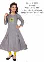 Grey Designer Kurtis | Yellow Design & Patchwork thumb 1