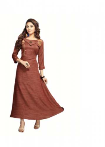 Light Brown Designer Kurtis | Floral Embroidery