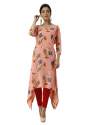 Orange Designer Trail Cut Kurti | Floral Print