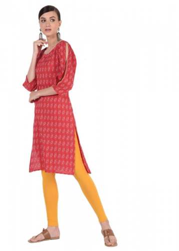 Pink Cotton Designer Kurti | Abstract Print