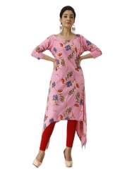 Pink Designer Trail Cut Kurti | Floral Print