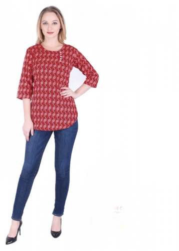 Printed Cotton Top | Abstract Print In Yellow