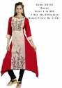 Red Anarkali Kurtis With Pink Panel & Floral Print thumb 1