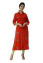 red-designer-long-kurti-with-multicolor-print