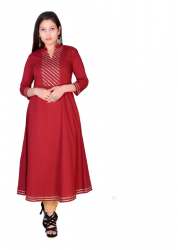 Traditional Cotton Anarkali Kurti | Silver Print