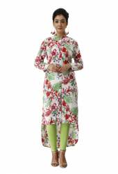 Trail Cut Kurtis With Multi-color Floral Print