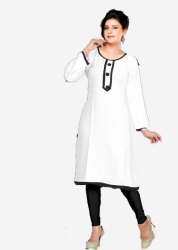 White Designer Kurtis With Black Detailing
