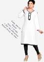 White Designer Kurtis With Black Detailing thumb 1