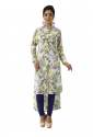 White Trail Cut Kurti | Multicolor Floral  Print