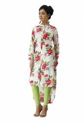 White Trail Cut Kurtis| Multi-color Floral Print