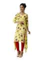 Yellow Designer Trail Cut Kurti | Floral Print