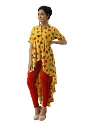 Yellow Indo-Western Printed Designer Kurtis