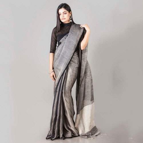 Handloom Tissue Linen by Linen Saree  by Aatmani