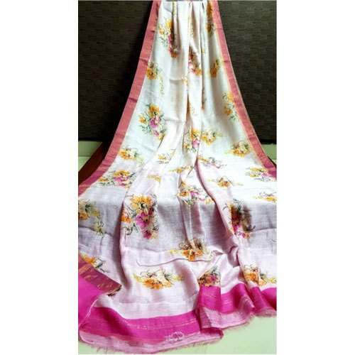 Silk Cotton Blended Linen Saree  by Aatmani