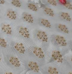 White Butta Design Banarasi Fabric 