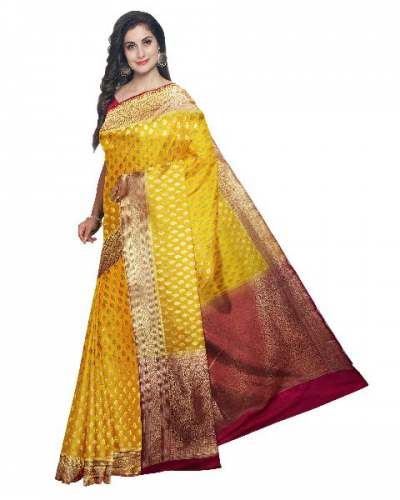 Yellow Pure Banarasi Silk Saree 