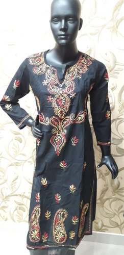 Black Ladies Chikan Kurti