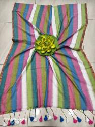Beautiful Mulmul Rainbow Saree