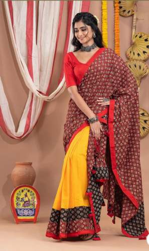 Exclusive Durga Puja Special Mekhla Cotton Azrak Saree
