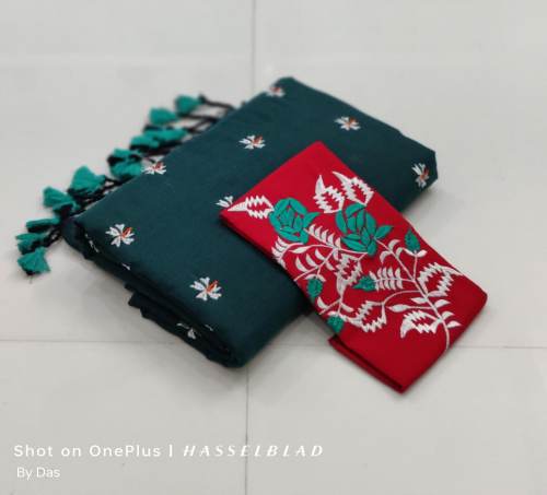 Exclusive Pure Khadi Cotton Siuli Embroidery Saree