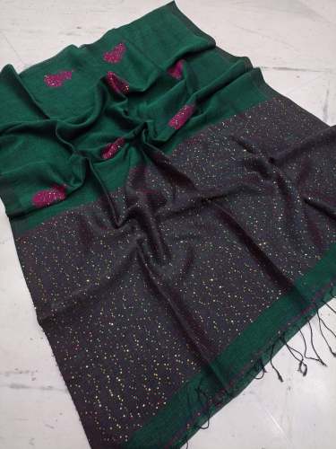 Exclusive Pure Linen Sequence Saree