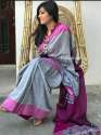 Fancy Plain Khadi Cotton Saree thumb 3