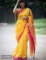 Fancy Plain Khadi Cotton Saree thumb 5