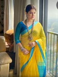 Fancy Silk cotton Sequence Plain Saree