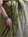 Handmade sequence Check Viscose Cotton saree thumb 2