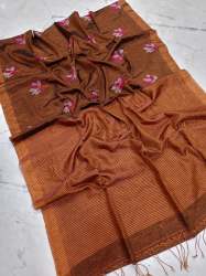 New Launching Designer Tissue Linen Saree
