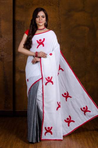 Pure cotton Applique Saree  by tanti ghar