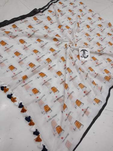 Pure Mulmul cotton Block print Saree