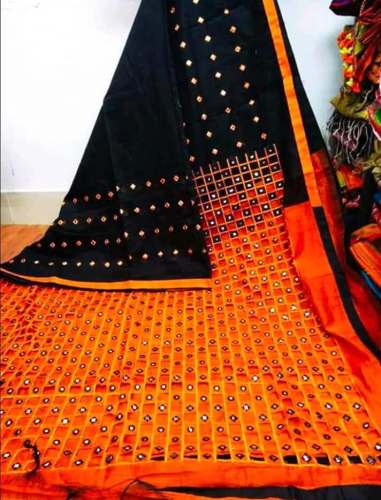 Stylish Khadi Cotton Cut work Handloom Saree