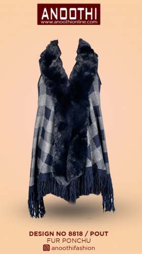Anoothi Soft and Warm Fur Poncho DF 8818