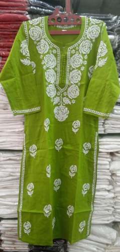 CHIKANKARI INDIA ROSE EMB SOFT COTTON KURTI