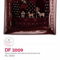 Velvet Dupatta With Banarsi Silk Border Embroidery