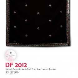 Velvet Dupatta With Buti Emb and Heavy Border