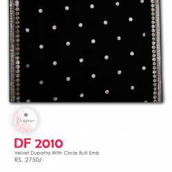 Velvet Dupatta With Circle Buti Embroidery